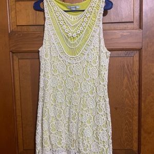 Cream and lime lace dress